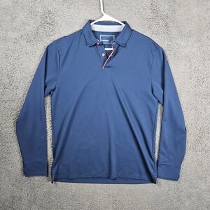 Twillory Athlounger Navy Blue Long Sleeve Athletic Polo Shirt Mens Large